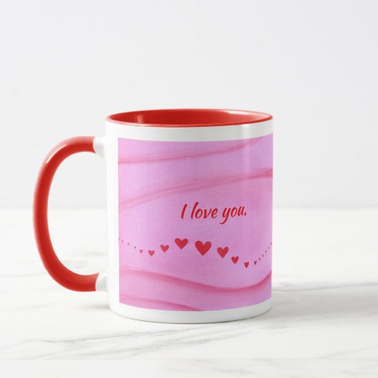 I love you, wave of red hearts custom mugs mok (Links)