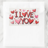 I Love You With Many Hearts Rechthoekige Sticker (Tas)