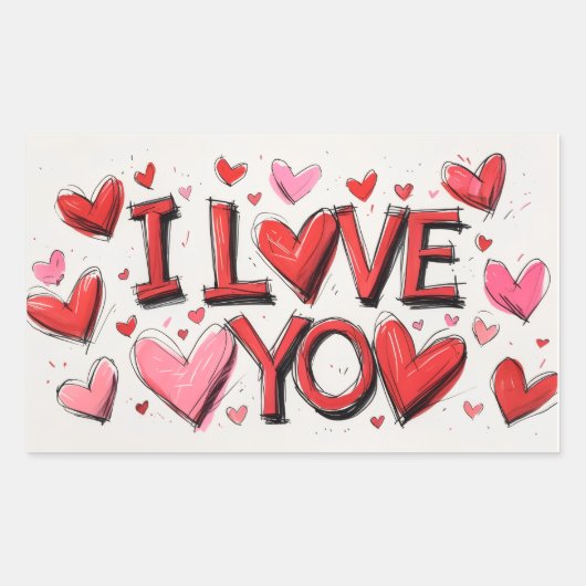 I Love You With Many Hearts Rechthoekige Sticker (Voorkant)
