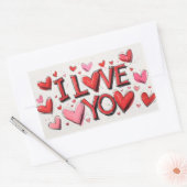 I Love You With Many Hearts Rechthoekige Sticker (Envelop)