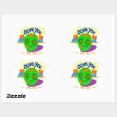 I Love You XOXO mooie verbazingwekkende Grafische  Ovale Sticker (Vel)