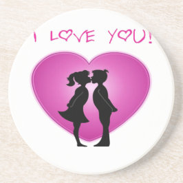 I Love You Zandsteen Onderzetter