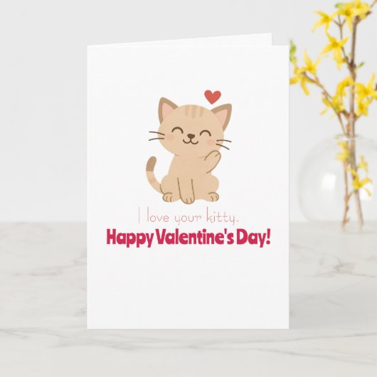 I Love Your Kitty Valentine's Day Kaart (Gele Bloem)