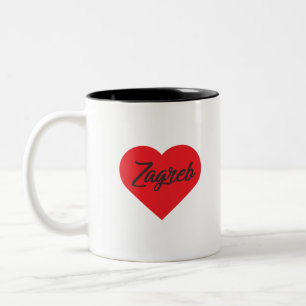 I Love Zagreb - Kroatië Tweekleurige Koffiemok