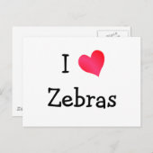 I Love Zebras Briefkaart (Voorkant / Achterkant)