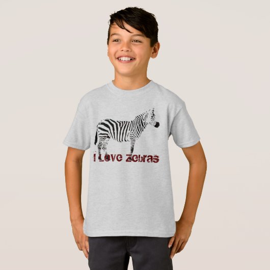 I Love Zebras Kind T-Shirt (Voorkant volledig)