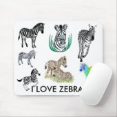 I Love Zebras Mousepad Muismat (Met muis)