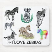 I Love Zebras Mousepad Muismat (Voorkant)