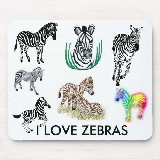 I Love Zebras Mousepad Muismat (Voorkant)