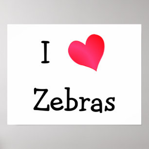 I Love Zebras Poster