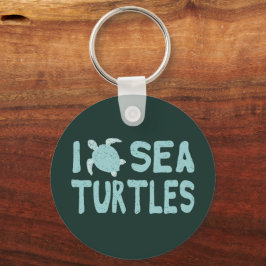 I Love Zee Turtles Cute Blue Aquatic Sleutelhanger
