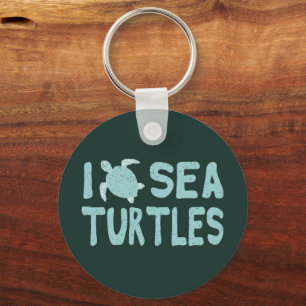 I Love Zee Turtles Cute Blue Aquatic Sleutelhanger