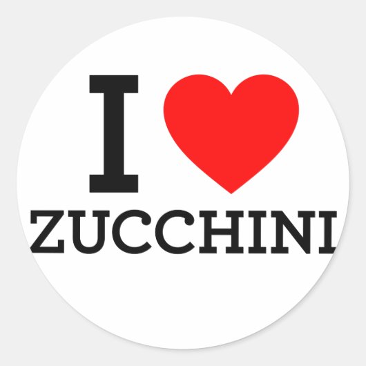 I Love Zucchini Ronde Sticker (Voorkant)