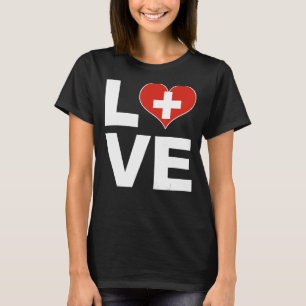 I Love Zwitserland Heart Flag Zwitserland T-shirt
