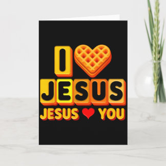 I Loves Jesus Waffle Heart Funny Christian Breakfa Kaart