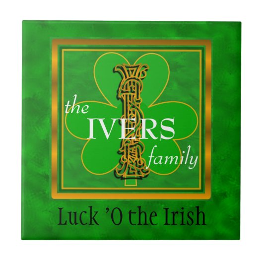 I "Luck of the Irish" Family Custom Monogram Tile Tegeltje (Voorkant)