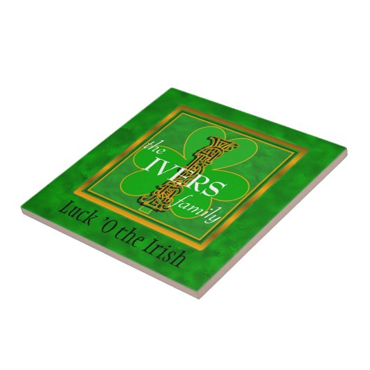 I "Luck of the Irish" Family Custom Monogram Tile Tegeltje (Zijkant)