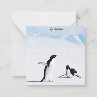 I Luv (Heart) Penguins Note Card Notitiekaartje