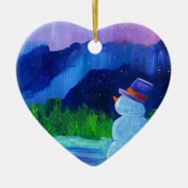 I LUV U generiek _Snowman Dreams Keramisch Ornament