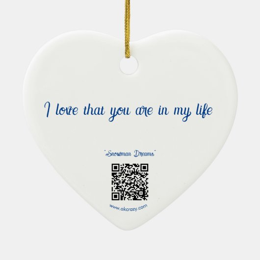 I LUV U generiek _Snowman Dreams Keramisch Ornament (Achterkant)