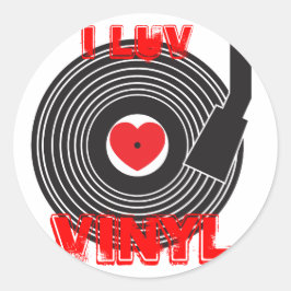 I Luv Vinyl Ronde Sticker