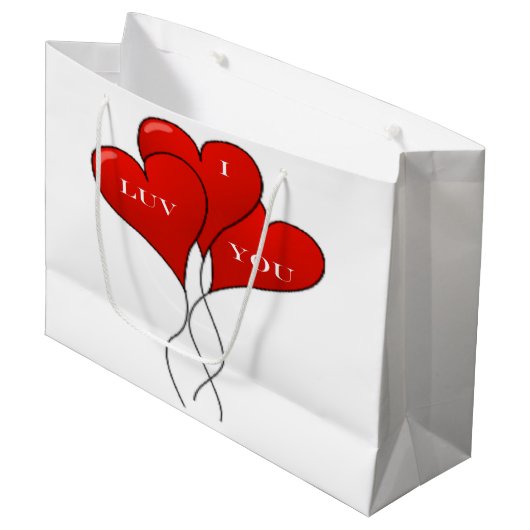 "I LUV you" BALLOONS Large Cadeautasje (Voorkant Gekanteld)