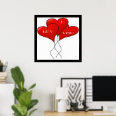 "I LUV you" BALLOONS Poster (Thuiskantoor)