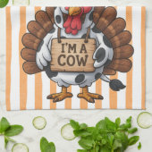 I’m a Cow Turkey | Funny Thanksgiving Disguise Theedoek (Gevouwen)