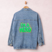 I’m a Hero Graffiti Bold Neon Street Art Statement Denim Jacket (Hangar)