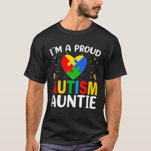 I m a Proud Autism Aunt Autism Awareness Puzzle Pi T-shirt (Voorkant)
