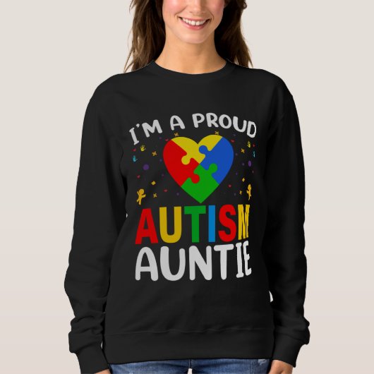 I m a Proud Autism Aunt Autism Awareness Puzzle Pi Trui (Voorkant)