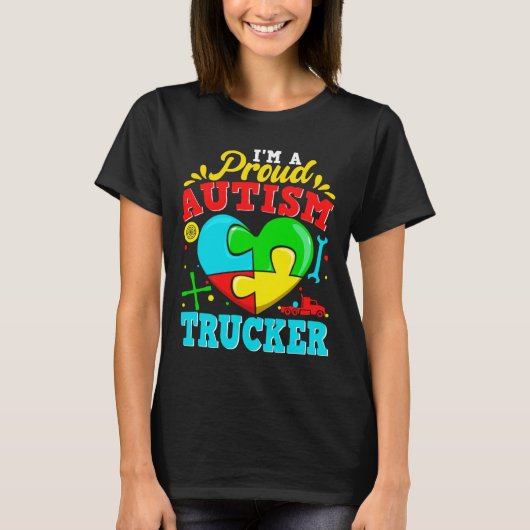 I M A Proud Autism Trucker Puzzle Heart Autistic S T-shirt (Voorkant)