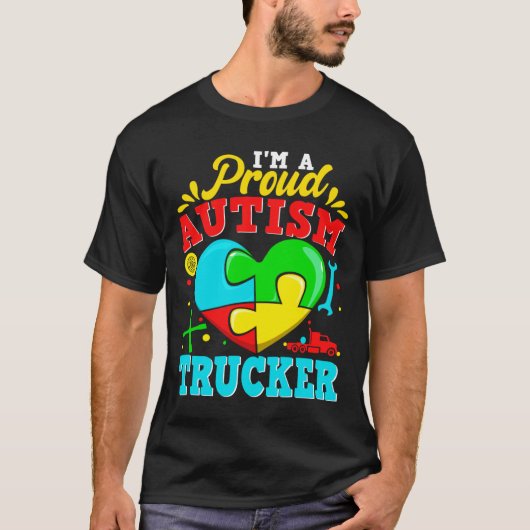 I M A Proud Autism Trucker Puzzle Heart Autistic S T-shirt (Voorkant)