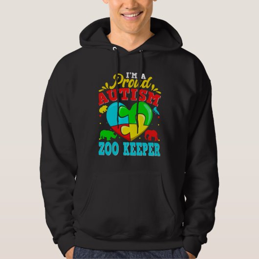 I M A Proud Autism Zoo Keeper Puzzle Heart Autisti Hoodie (Voorkant)