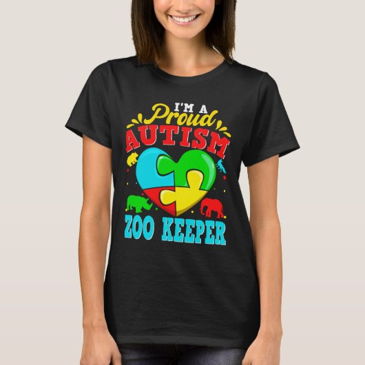 I M A Proud Autism Zoo Keeper Puzzle Heart Autisti T-shirt (Voorkant)