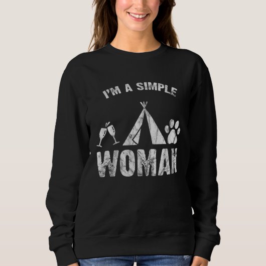 I m A Simple Woman Wine Camping Dog Trui (Voorkant)