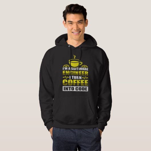 I m a software Engineer I turn Coffee into code Hoodie (Voorkant volledig)