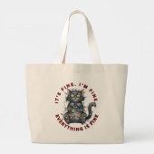I’m Fine Everything Is Fine Funny Christmas Cat Grote Tote Bag (Achterkant)