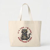I’m Fine Everything Is Fine Funny Christmas Cat Grote Tote Bag (Voorkant)