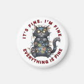 I’m Fine Everything Is Fine Funny Christmas Cat Magneet (Voorkant)