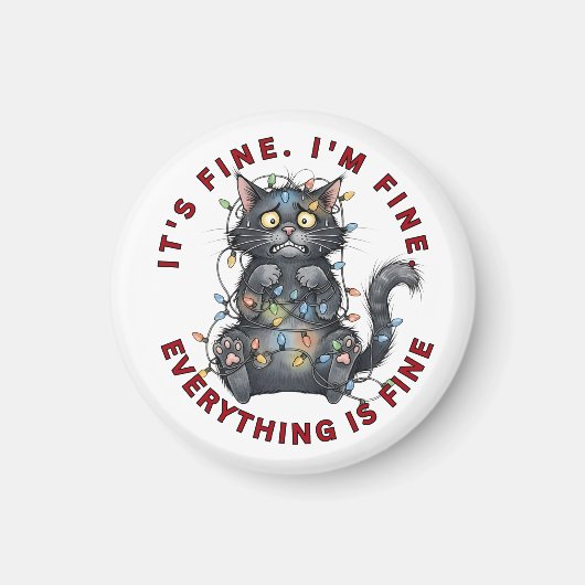 I’m Fine Everything Is Fine Funny Christmas Cat Magneet (Voorkant)