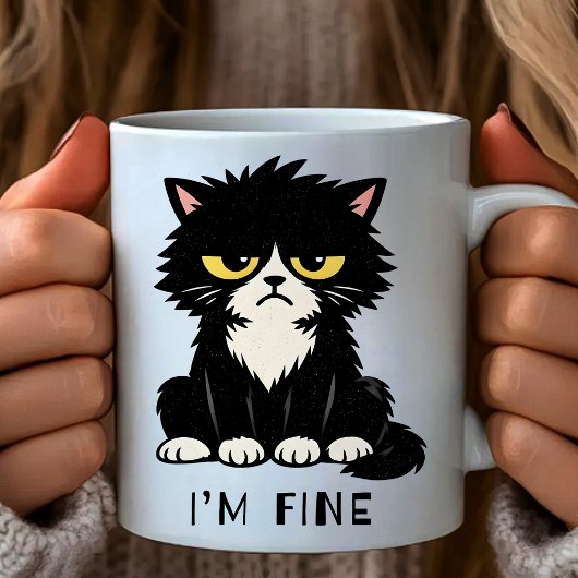 I’m Fine - Funny cat mug Koffiemok