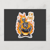 I’m Fine Skeleton on Fire Funny Sticker Illustrati Briefkaart (Voorkant)