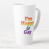 “I’m Happy & Gay” Mug – Bold Pride Latte Cup  Latte Mok (Rechterhoek)