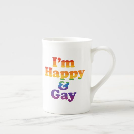 “I’m Happy & Gay” Mug – Bold Pride Latte Cup  Porselein Kop (Rechts)