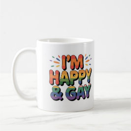 “I’m Happy & Gay” Pride Mug – We Are All Mugs Koffiemok