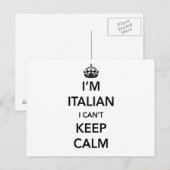 I ` m het Italiaans en ik kan niet Kalm houden Briefkaart (Voorkant / Achterkant)