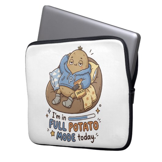 I’m in full potato mode today| Couch Potato Potato Laptop Sleeve (Voorkant Links)