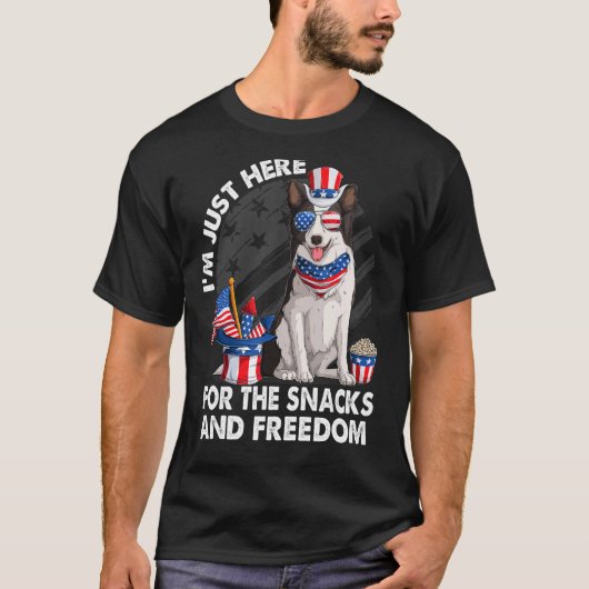 I m just here for the snack & freedom border colli t-shirt (Voorkant)