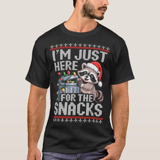 I’m Just Here For The Snacks Raccoon Christmas Ugl T-shirt (Voorkant)